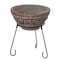 Vintiquewise Outdoor Small Red and Grey Grill Clay Fire Pit and Accent Design and Metal Stand QI004353 - alternate 1